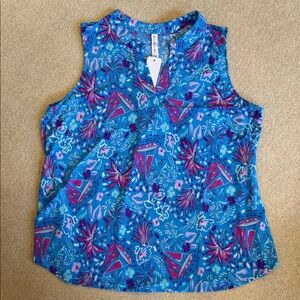 Floral Blue Sleeveless Top